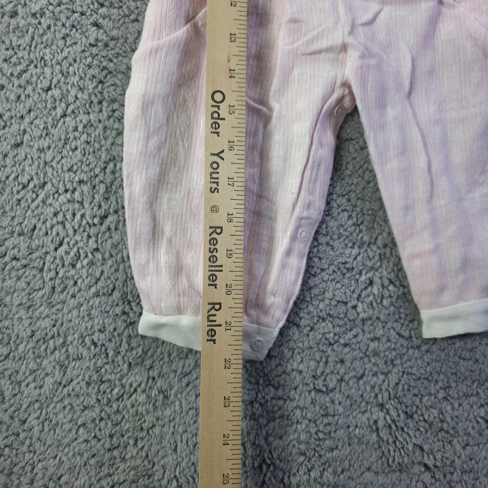 Baby Dior Vintage Pink Striped Embroidered Romper 9 Months Made in USA